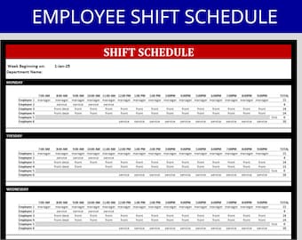 Employee Shift Schedule Template: Printable Excel Planner