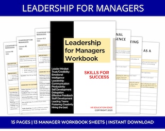 Leadership Coaching for Managers Workbook:  Development Worksheets | Human Resource | New Leaders | Leader Training & Development