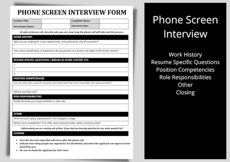 Interview Questions Template HR Bundle Interview Question Form