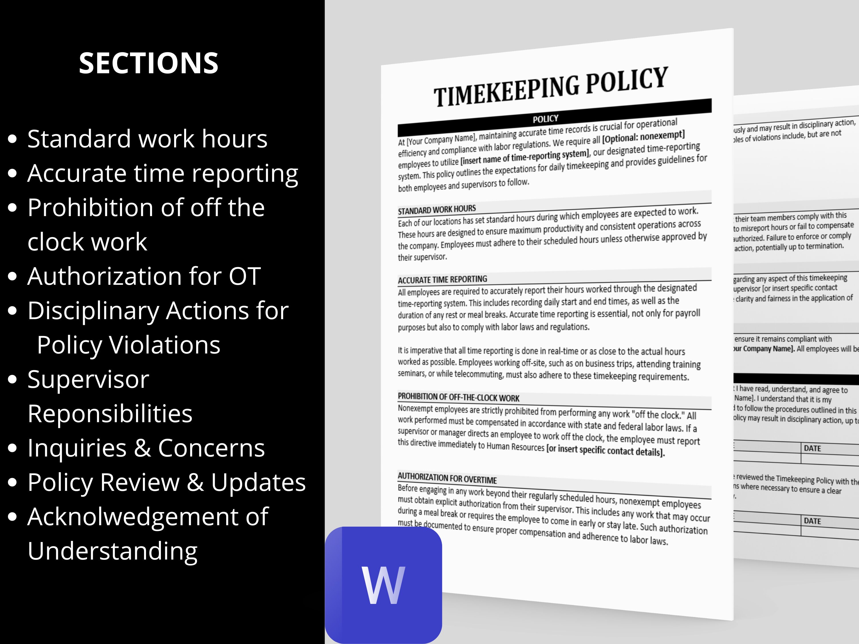 Timekeeping Policy Template: HR & Payroll Compliance (digital Download ...
