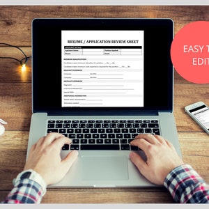 Employee Application Resume Review Form: HR Template (digital Download ...