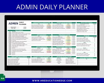 Admin Daily Planner: One Page Task Tracker & Checklist for Office Management | Excel + Google Sheets