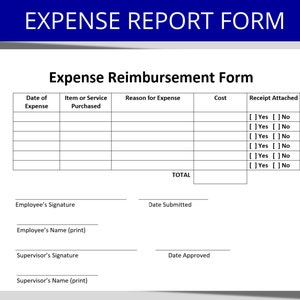 Spesenabrechnungs-Formular Mitarbeitererstattung Ausgaben Bearbeitbare / druckbare Vorlage Reisekosten Einfach HR Vorlagen & Formulare Bild 1