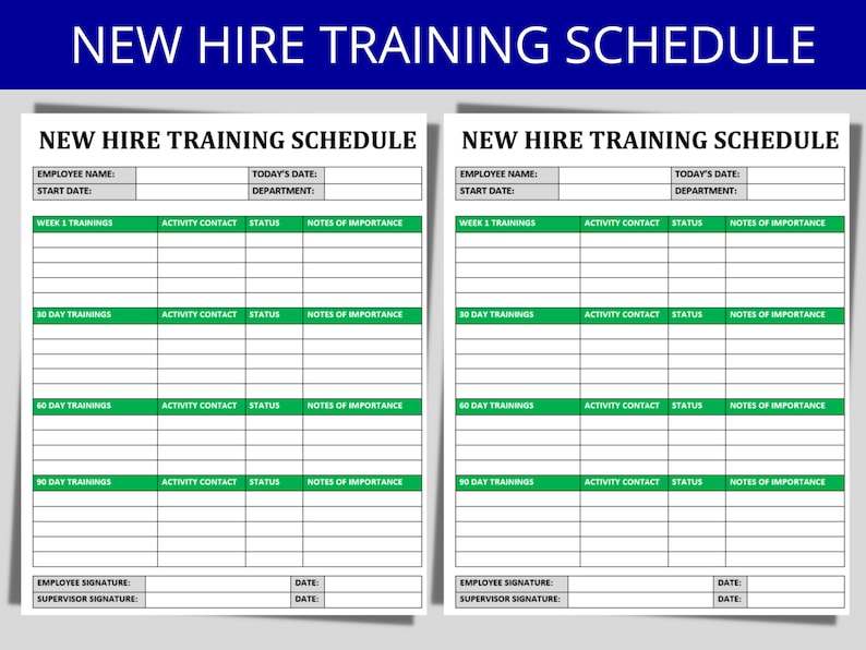 Simple New Hire Training Schedule: Editable Word Template 90-day Plan