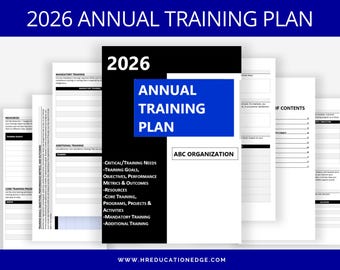 2026 HR Training Plan Template: Employee Development & Leadership, Safety, Compliance  (Digital Download)