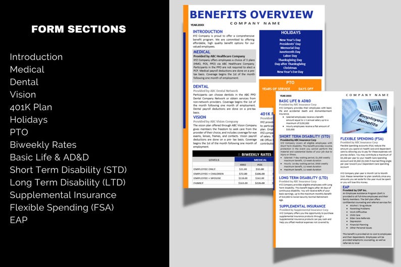Employee Benefits Template: HR New Hire Packet | I Open Enrollment ...