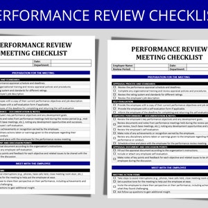 Puede incluir: Una lista de verificación de evaluación del desempeño con secciones para la preparación, la documentación y la reunión con el empleado. La lista de verificación incluye pasos para revisar los objetivos de desempeño, los objetivos de desarrollo y las acciones disciplinarias. También incluye consejos para llevar a cabo una reunión positiva y productiva con el empleado.
