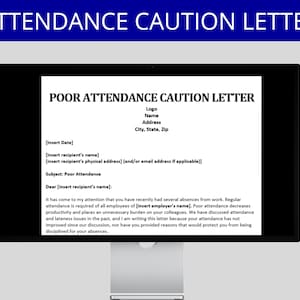 Attendance Warning Letter HR Template: Employee Disciplinary Form (Digital Download)