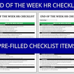 Könnte beinhalten: Eine Checkliste für Personalfachleute, die am Ende jeder Woche verwendet werden kann. Die Checkliste ist in Abschnitte für Leistungen und Vergütung, Mitarbeiterbeziehungen, Ausbildung und Entwicklung sowie Compliance unterteilt. Die Checkliste enthält Punkte wie die Überprüfung der Gehaltsabrechnung, die Überprüfung von Mitarbeiterstreitigkeiten, die Aktualisierung des Schulungskalenders und die Überprüfung der Compliance-Richtlinien.