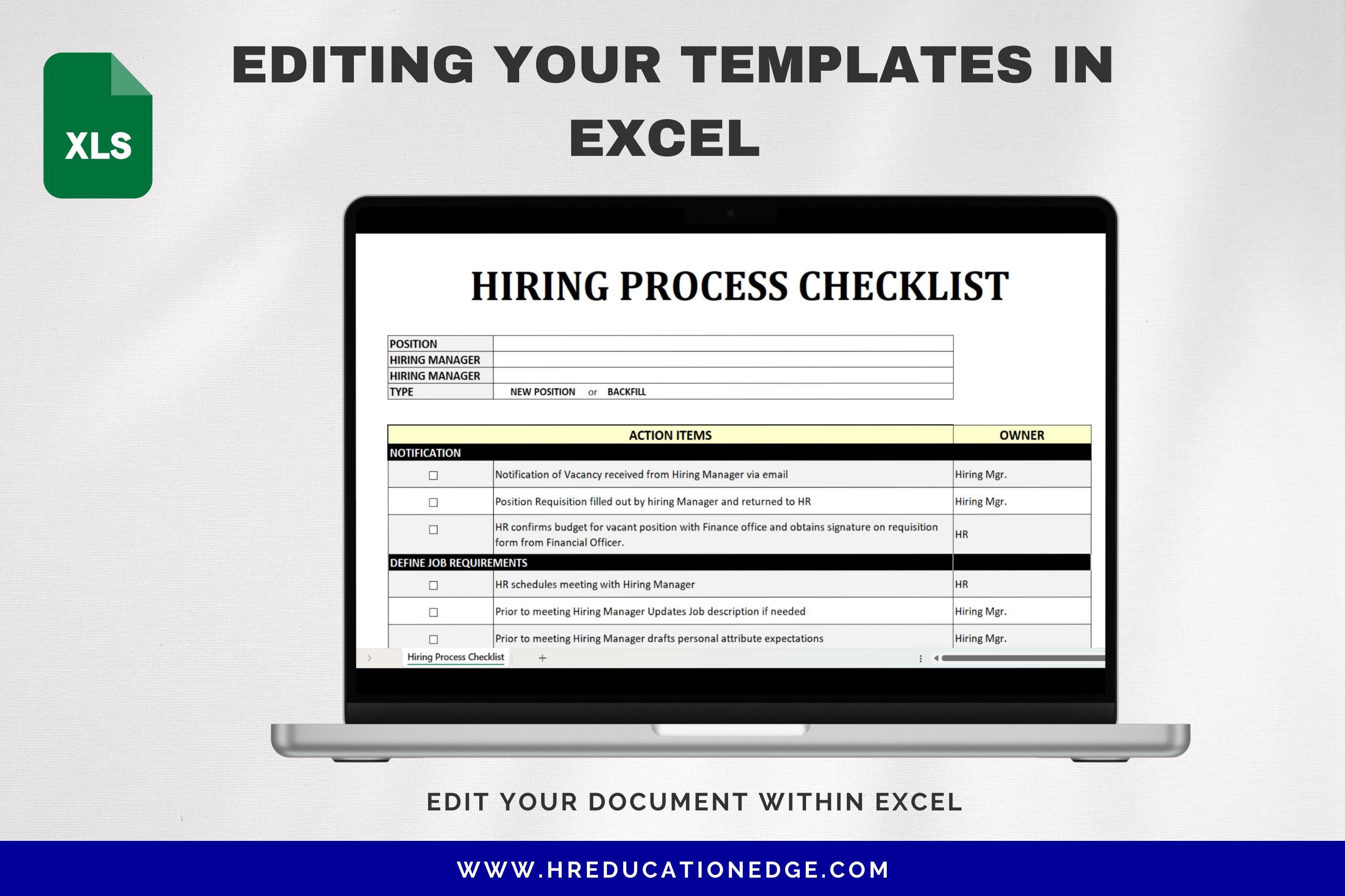 Hiring Process Checklist: HR Recruitment & Onboarding Template (digital ...