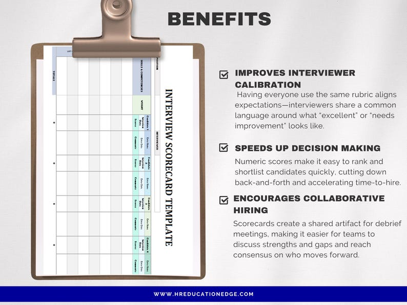 Interview Scorecard Template, Candidate Evaluation Form, HR Interview ...