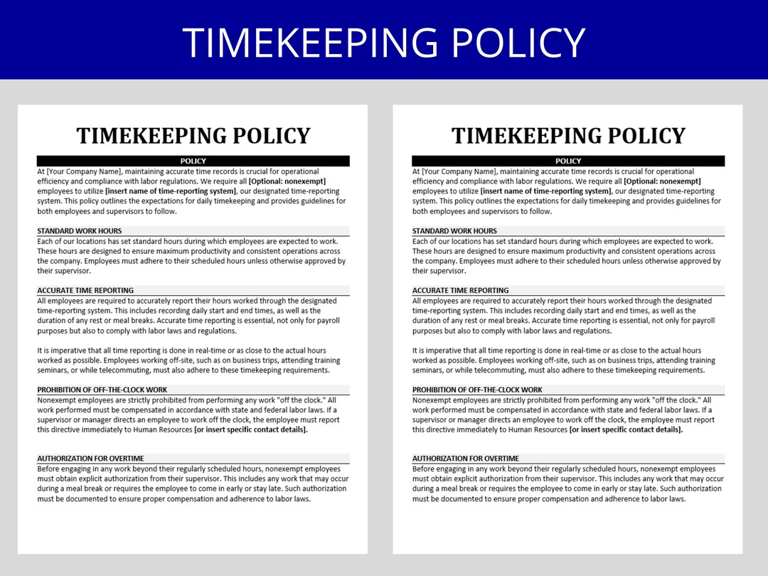 Timekeeping Policy Employment Law Payroll Compliance Employee Overtime Rules & Guide HR Payroll
