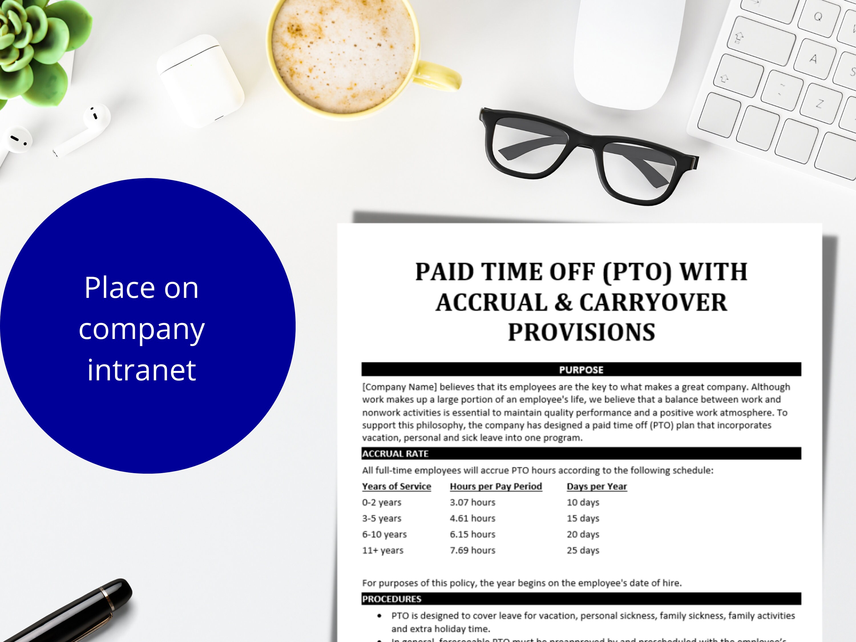 PTO Policy With Accrual & Carryover Employee Timeoff Etsy