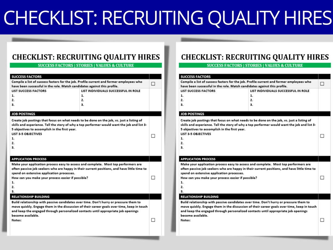HR Recruiting Checklist: New Hire Talent Search (word Template) - Etsy