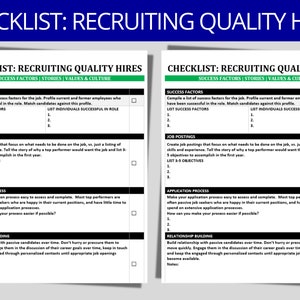 HR Checklist: Recruiting New Hire Employees | Quality Candidates | Talent Search | Recruitment Initiatives | HR Forms | HR Templates