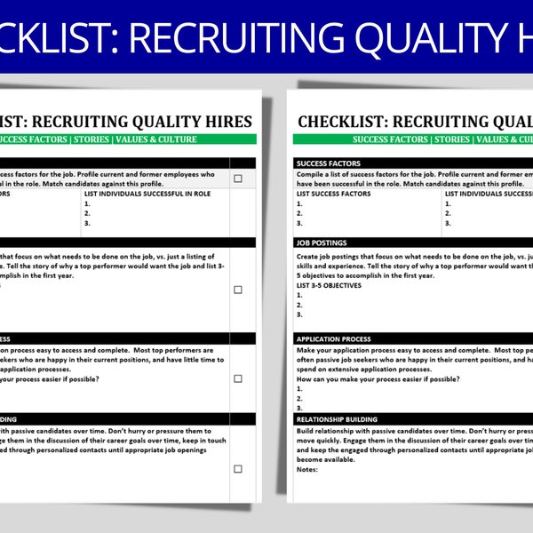 HR Checklist: Recruiting New Hire Employees | Quality Candidates | Talent Search | Recruitment Initiatives | HR Forms | HR Templates