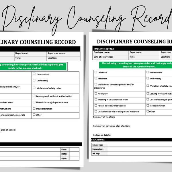 Disciplinary Record | MS Word | HR Templates | Human Resources Forms | Employment Form Template | Editable | Write-Up | Business Document