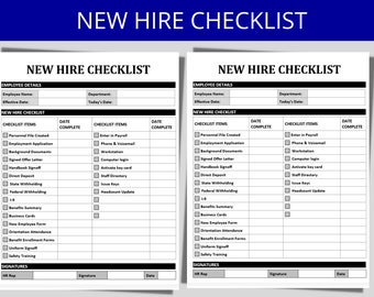 New Hire Checklist | Employee Onboarding Checklist | HR New Hire Form | Hiring Checklist | New Hire Packet | Human Resources Templates Forms