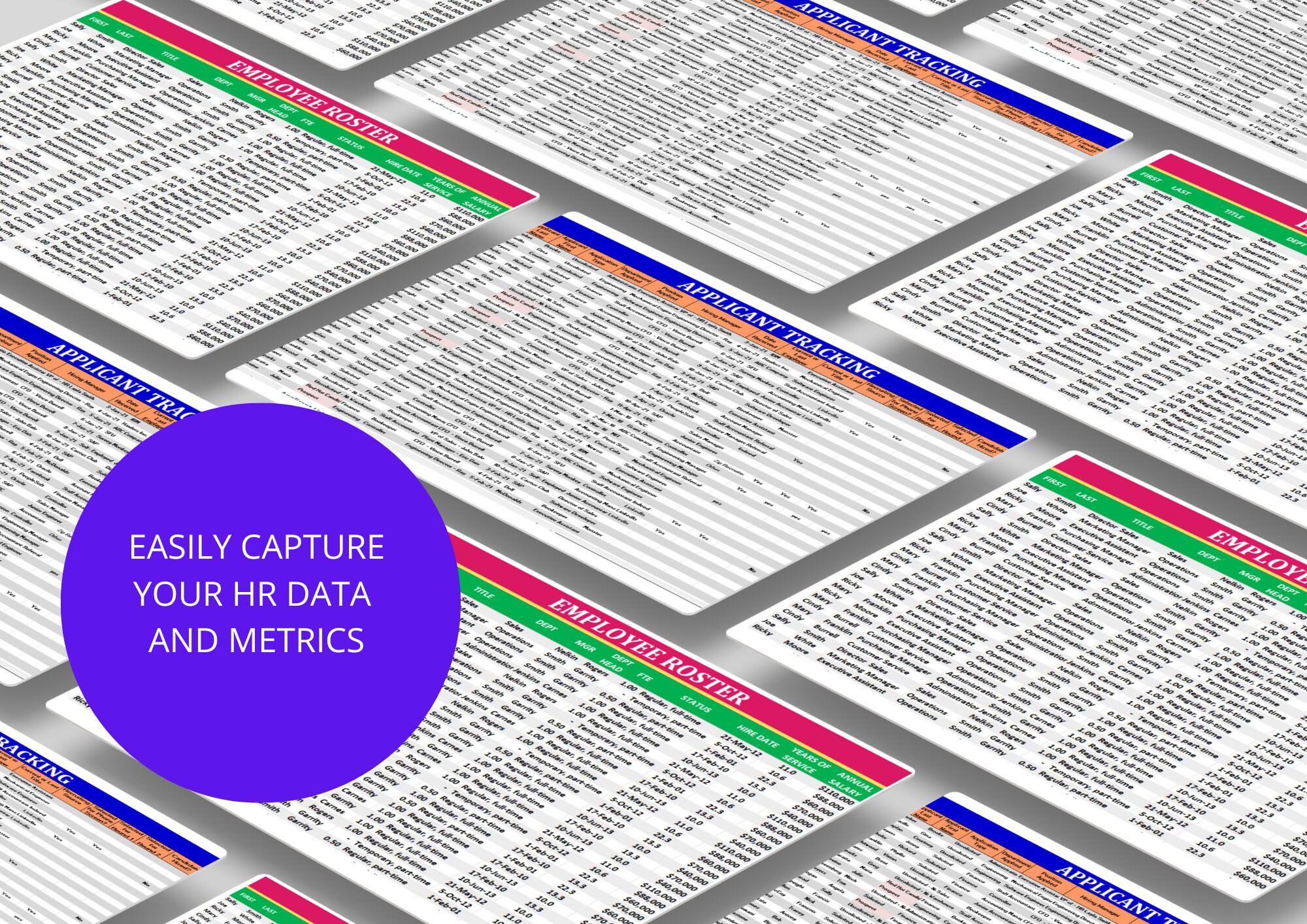 HR Excel Spreadsheet Bundle: Employee Roster | Headcount Tracker ...