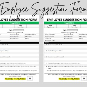 Employee Suggestion Form Editable Word Template Suggestion - Etsy UK