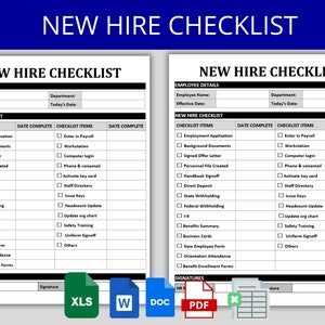 New Hire Checklist | Excel & Google Docs, Sheets Employee Onboarding Checklist, HR Form |New Hire Packet, Human Resources Templates