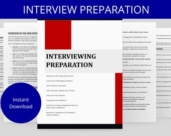 Interview Prep Worksheets: STAR Method, Behavioral Questions (Digital Download)