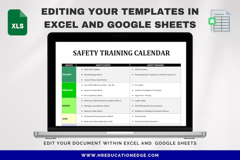 Workplace Safety Training Calendar: OSHA Compliance (digital Download ...