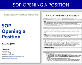 Opening a Position SOP | Standard Operating Procedure | HR SOPs Template | Human Resources Form | Policy Templates & Forms | Hiring Process