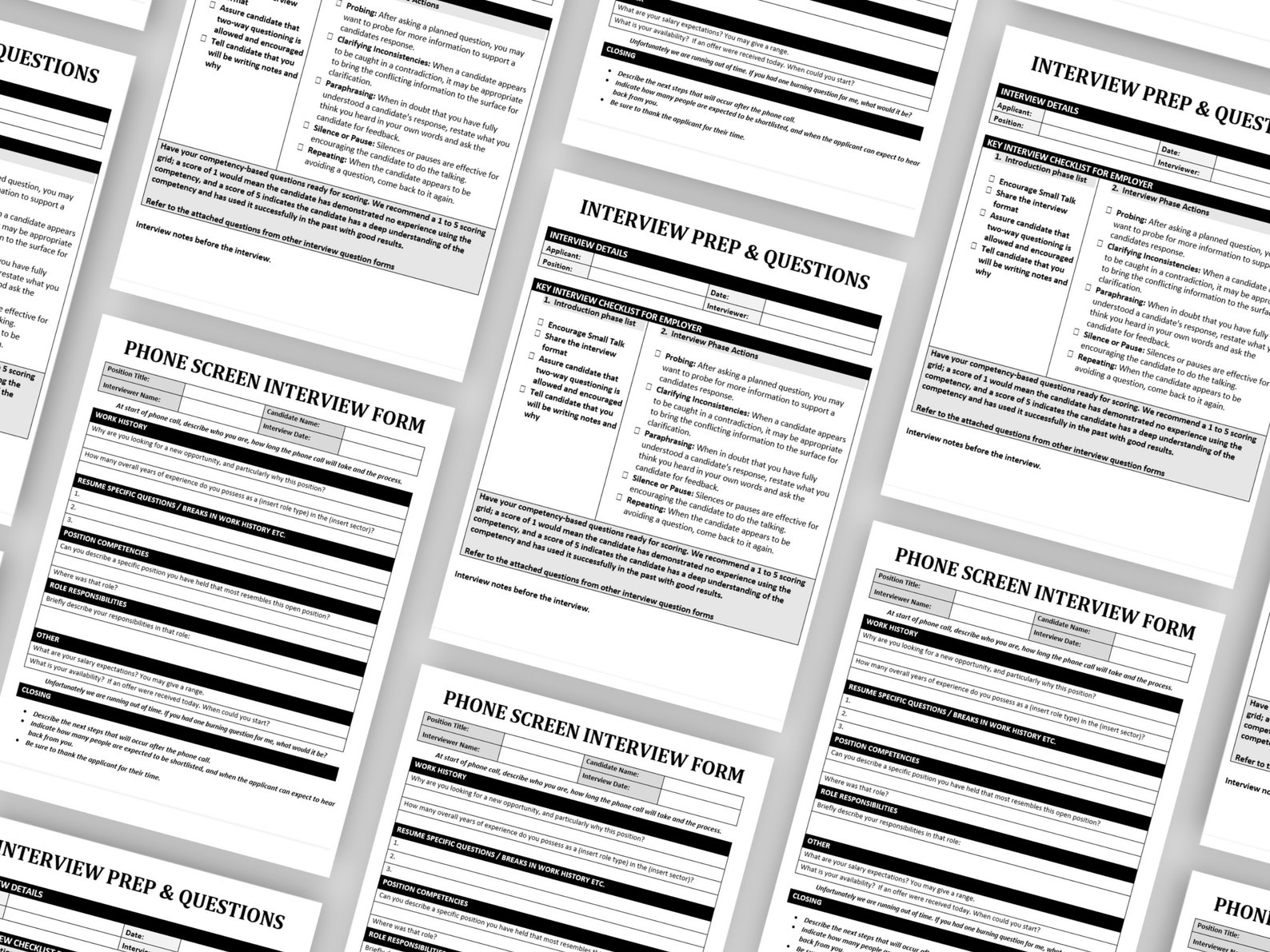 Interview Questions Template Bundle: HR Forms (digital Download) - Etsy