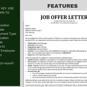 Job Offer Letter Template: Editable Employee Contract (MS Word, Google ...