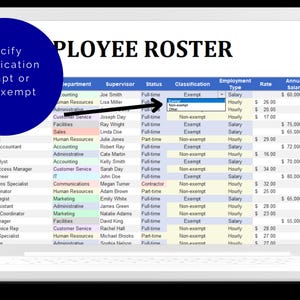Employee Roster Template: Staff Directory & Salary Tracker (excel ...