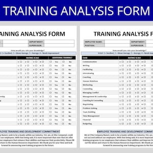 Training Needs Analysis Template | Editable HR Form | Employee Development Survey | Human Resources | Forms / Training Templates