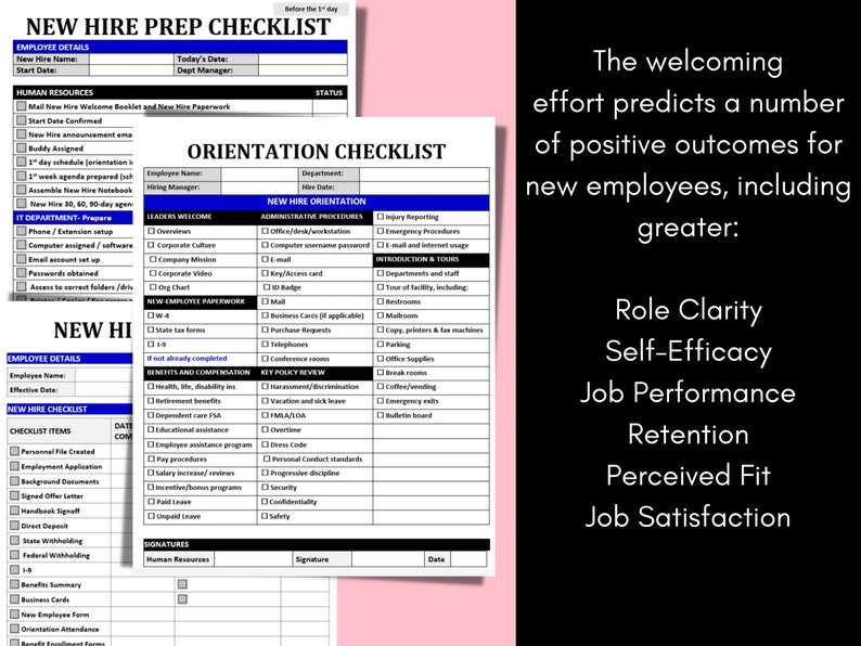 Onboarding Checklist Templates New Hire Employee Checklists - Etsy