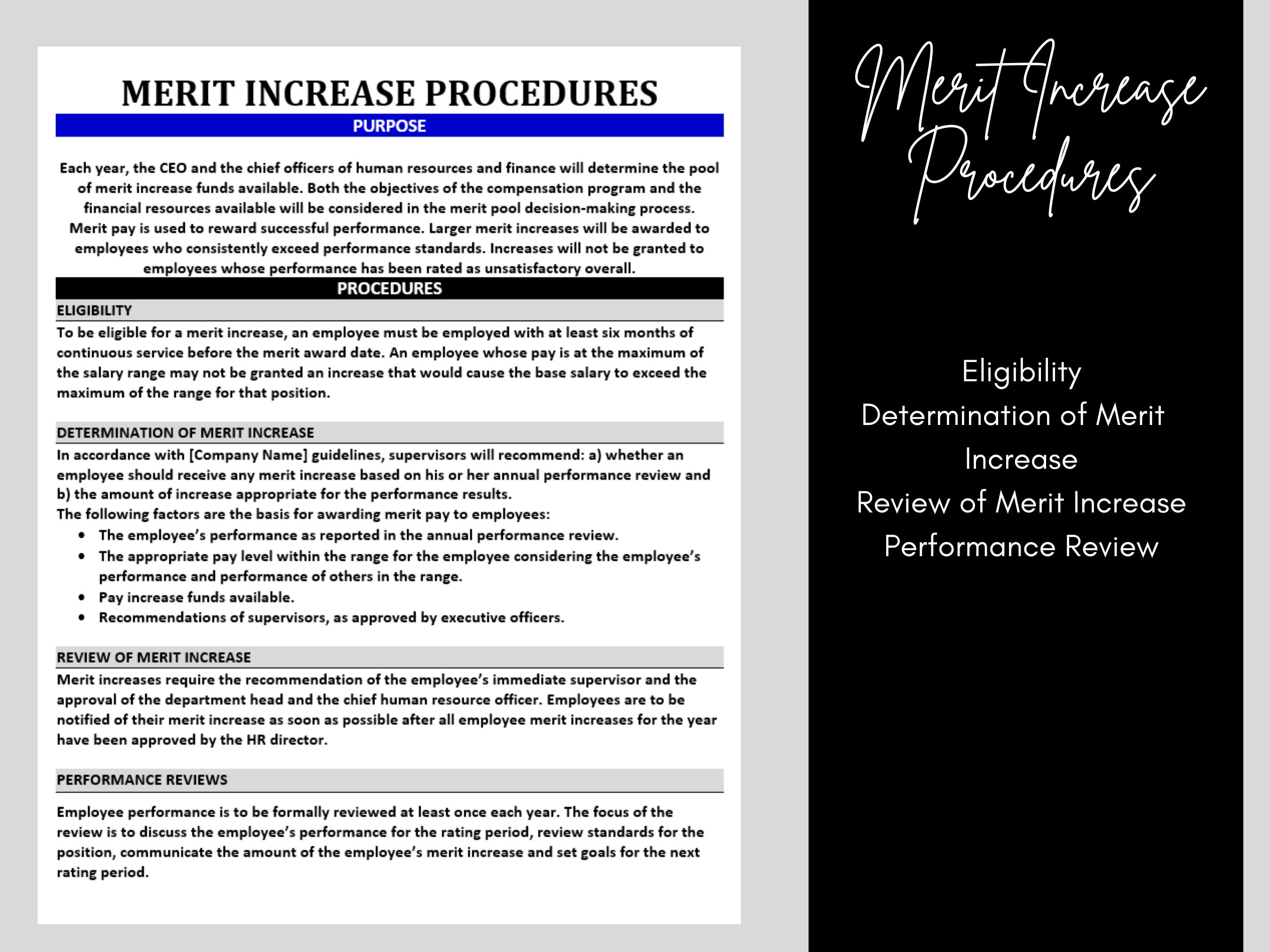 Merit Increase Policy. MS Editable Word Template. Human Resource Form