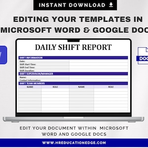 Daily Shift Report Template | End of Shift Change or Handover, Incident ...