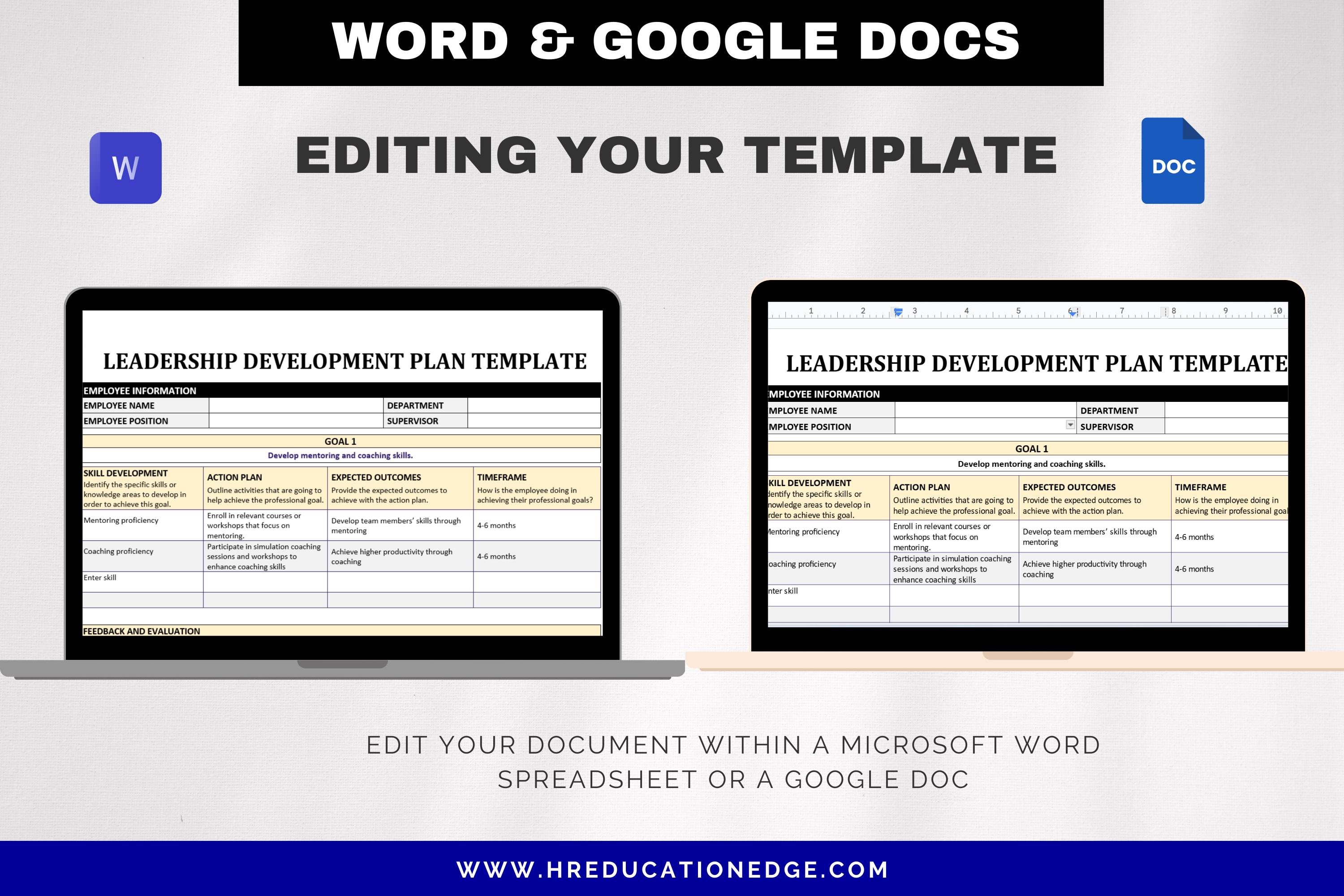Leadership Development Form Leadership Development Plan Template: Employee Goals & Skills (word ...