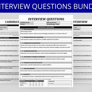 Interview Questions Template | HR Bundle | Interview Question Form | Behavioral Interviewing| New Employee | Candidate | Human Resources