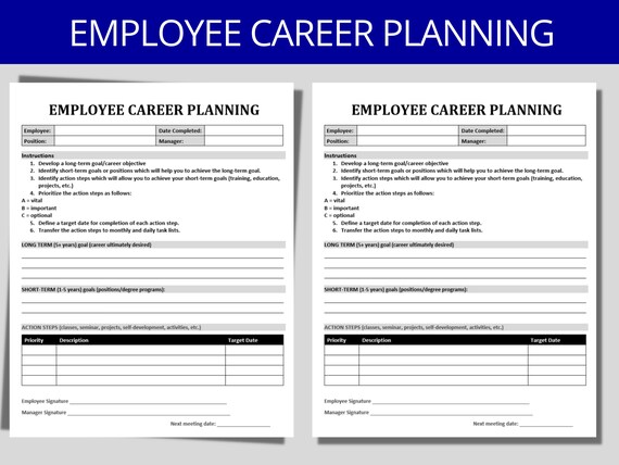Career Planning Template: Employee Development Tool | Editable & Printable HR Resource | Human Resources Forms
