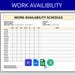 Employee Work Availability Form: Weekly Schedule Template (word, Excel ...