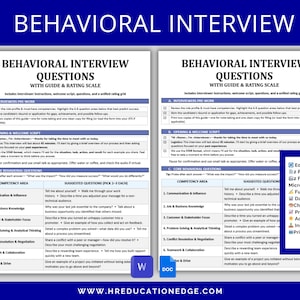Behavioral Interview Questions to Ask Template | Structured & STAR Method Rating Grid, Candidate Evaluation | HR Interview Guide