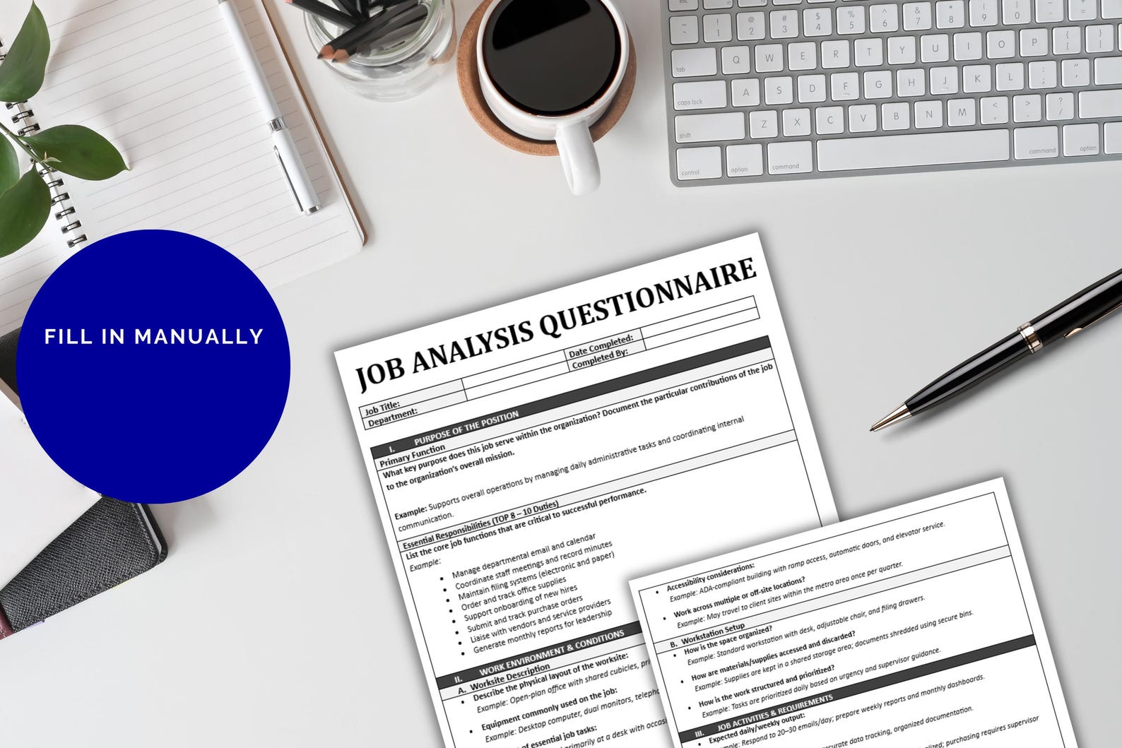 Job Analysis Questionnaire: HR Form, Job Duties Template (digital ...