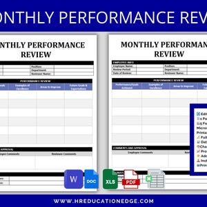 Monthly Performance Review Template: Employee Feedback Form (Digital Download)