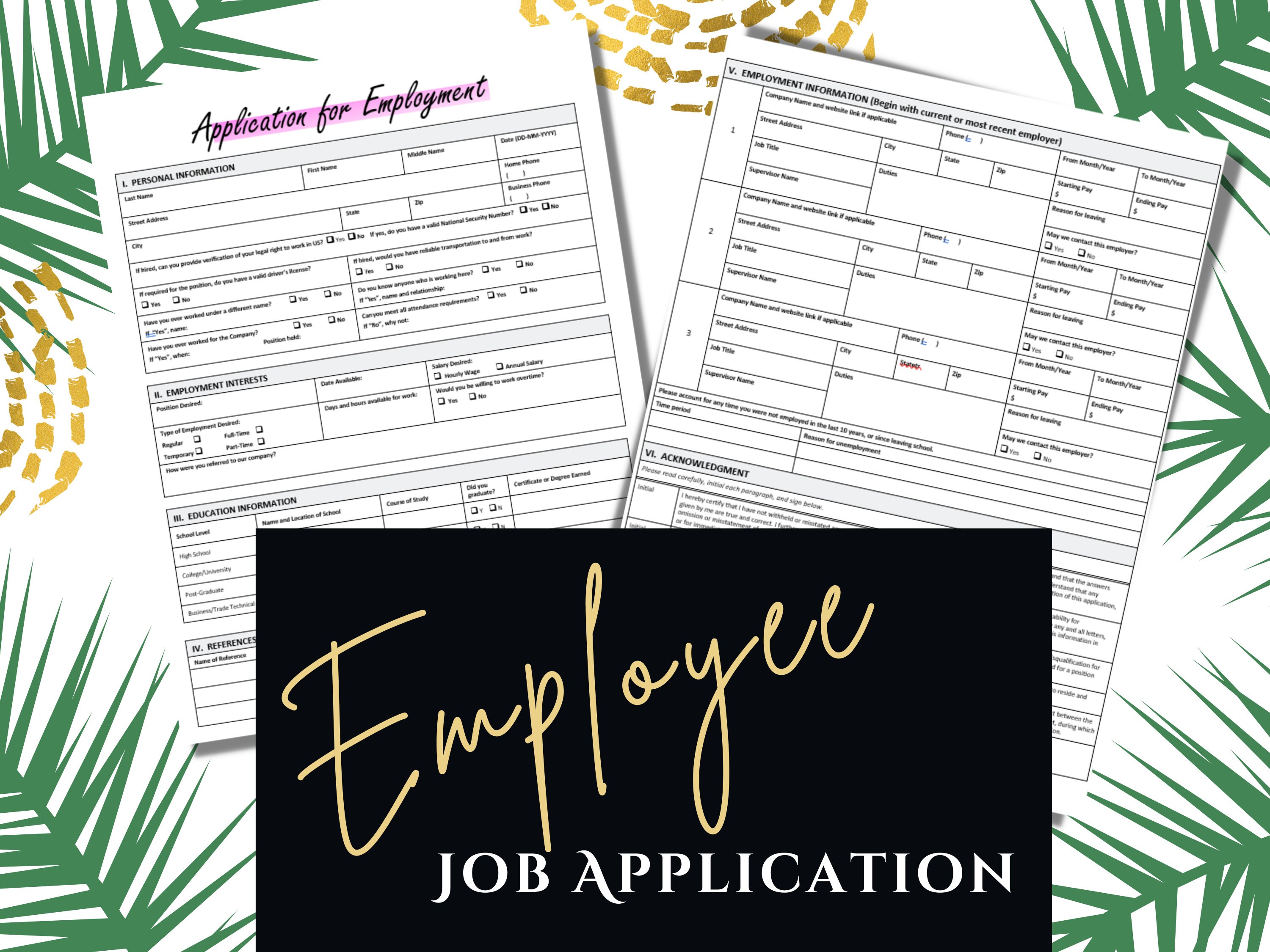 job application template ms word editable template etsy