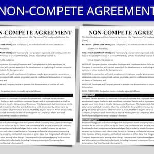 HR Employee Non-Compete Agreement Template | Editable Human Resource Form