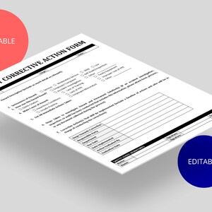 May include: A printable safety corrective action form with sections for hazard description, steps taken to investigate, corrective actions, and safety staff signatures.