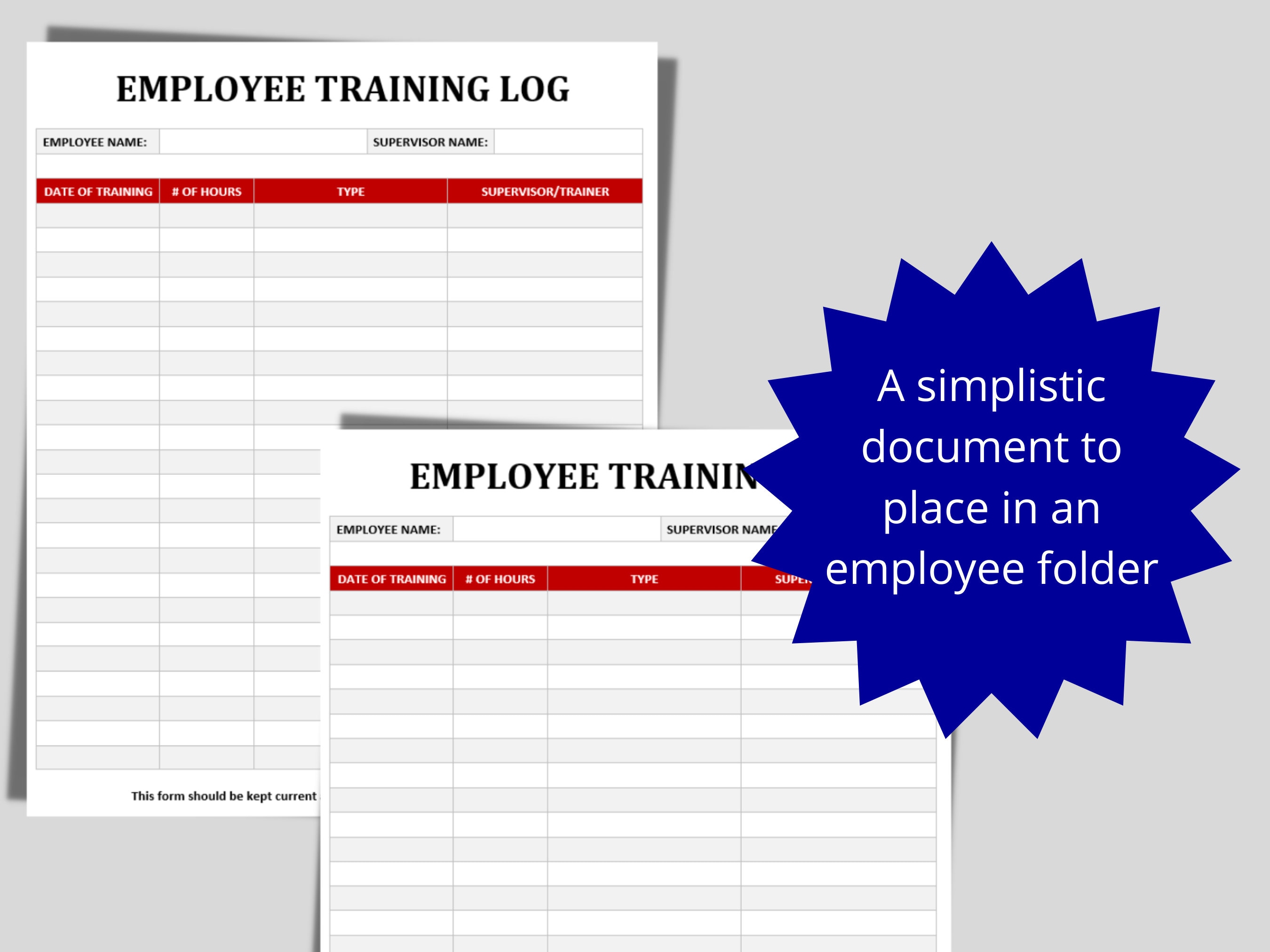 Post Training Log Example Employee Training Log: HR Template (digital Download) - Etsy