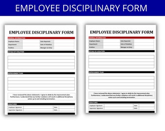 Employee Disciplinary Form Template: HR Violation Notice (Editable Word & PDF)
