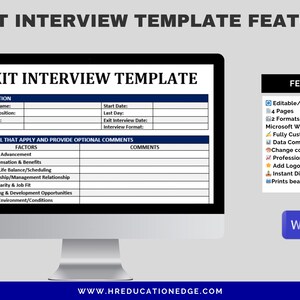 Exit Interview Questions Template: Employee Offboarding, Employee Termination Form | Google Docs & Word | Human Resources image 2