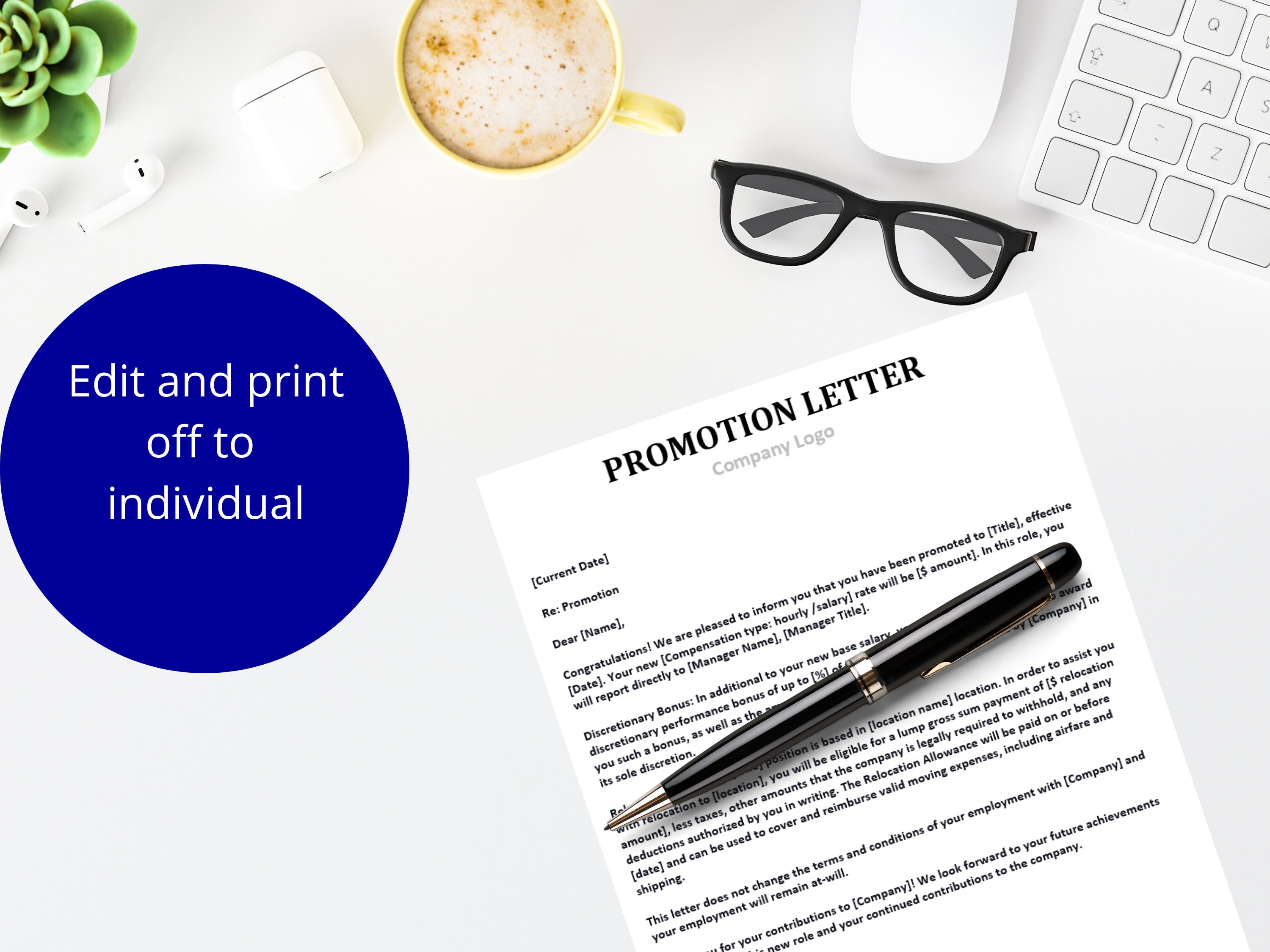 Promotion Letter Template: Editable Word Employee Career Advancement - Etsy