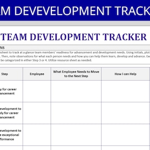 Team Development Tracker Worksheet: Manager Planning (Digital Download)